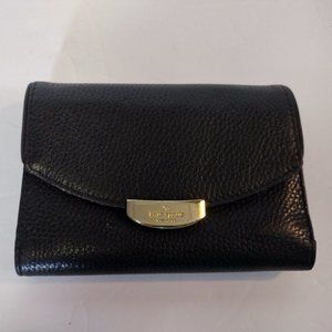 KATE SPADE Callie Mulberry Street Black Tri-fold Pebble Leather Wallet